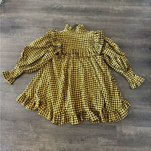 ASOS Petite Yellow and Black Gingham Midi Dress